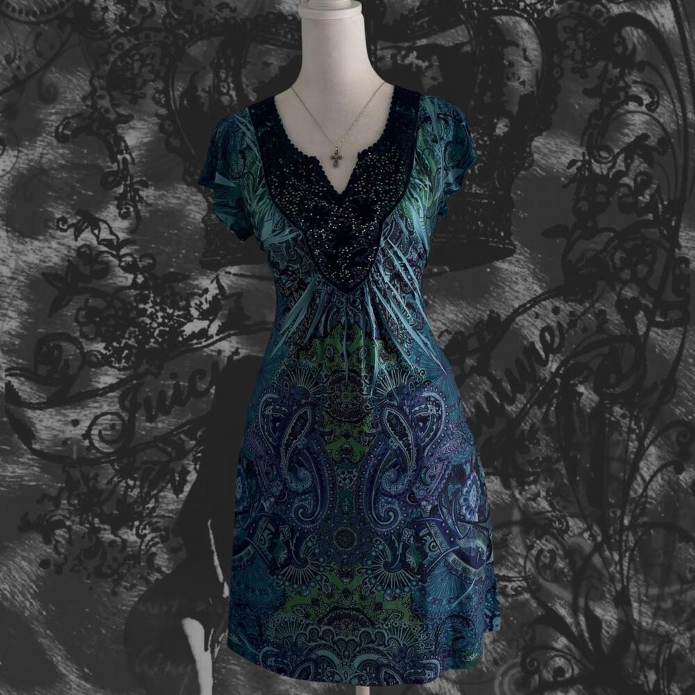 luxe embellished ethereal paisley baroque fairy boho grunge whimsical glam dress